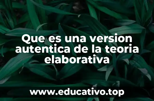 Que es una version autentica de la teoria elaborativa