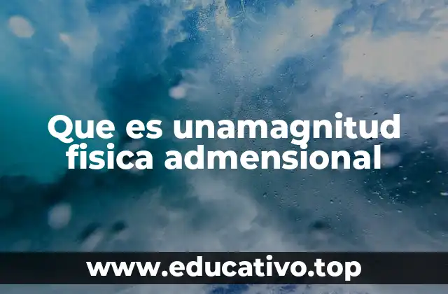 Que es unamagnitud fisica admensional