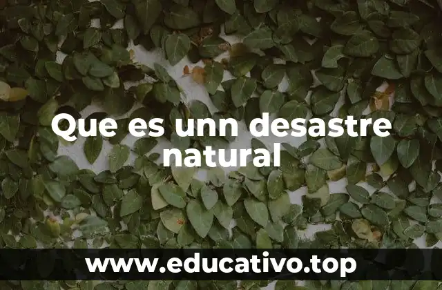 Que es unn desastre natural