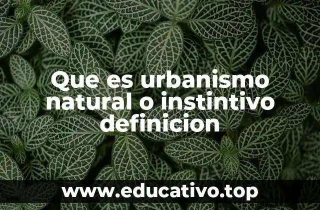 Que es urbanismo natural o instintivo definicion