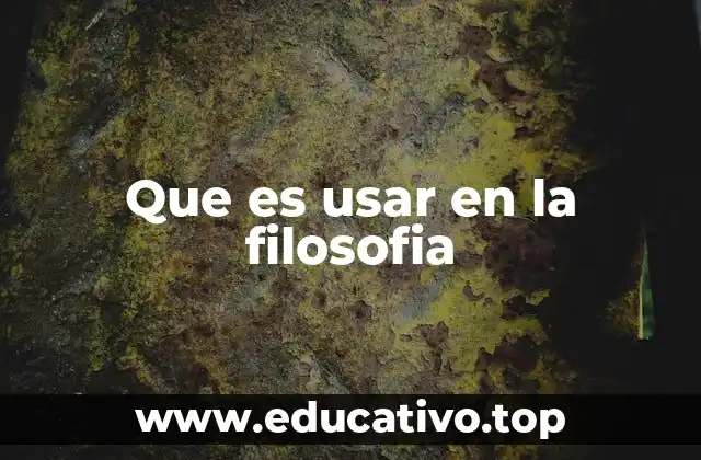 Que es usar en la filosofia