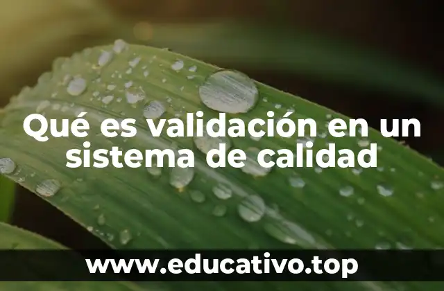 Qué es validación en un sistema de calidad