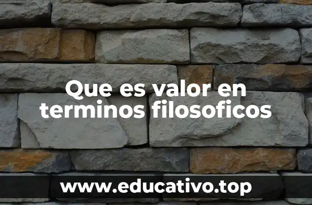 Que es valor en terminos filosoficos