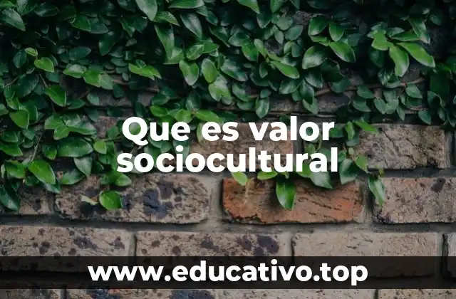 Que es valor sociocultural