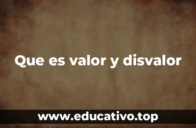 Que es valor y disvalor