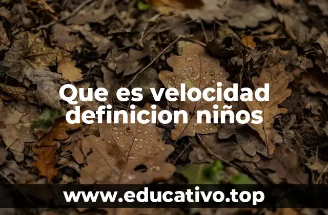 Que es velocidad definicion niños
