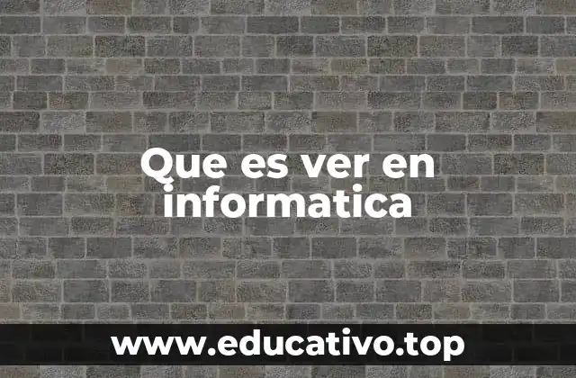 Que es ver en informatica