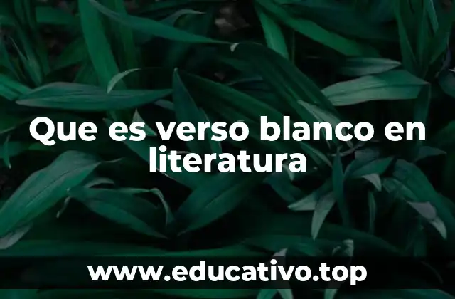 Que es verso blanco en literatura