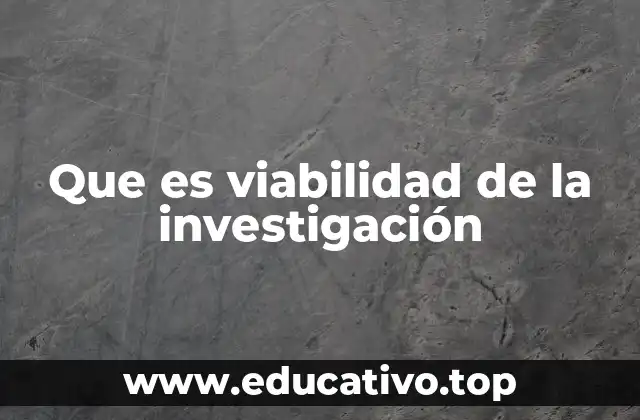 Que es viabilidad de la investigación