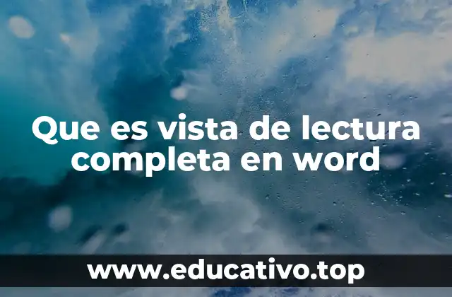 Que es vista de lectura completa en word