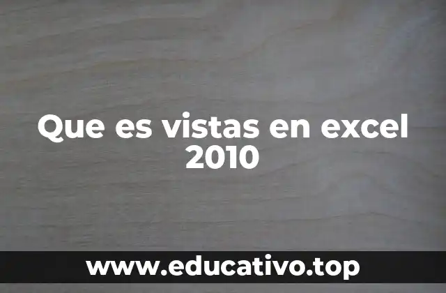 Que es vistas en excel 2010