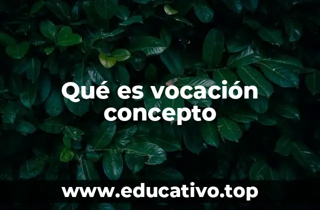 Qué es vocación concepto