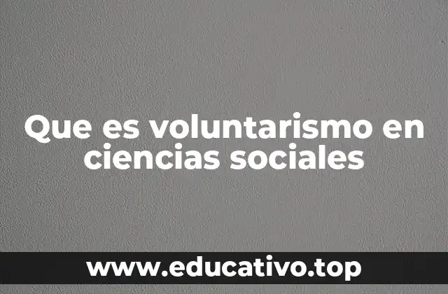 Que es voluntarismo en ciencias sociales