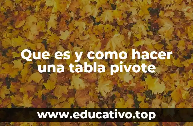Que es y como hacer una tabla pivote