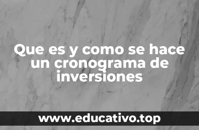 Que es y como se hace un cronograma de inversiones