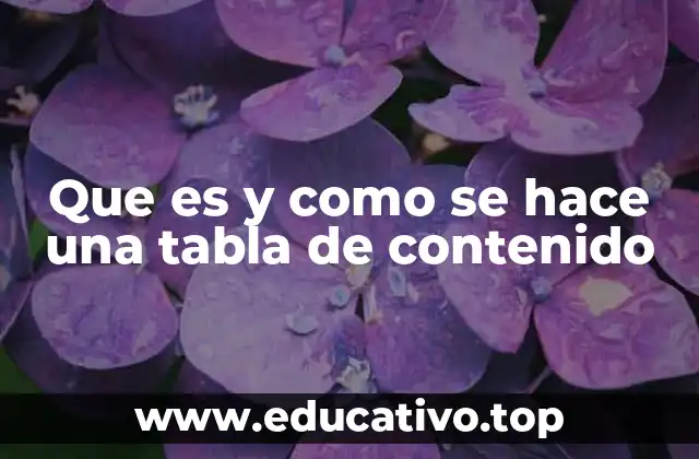 Que es y como se hace una tabla de contenido