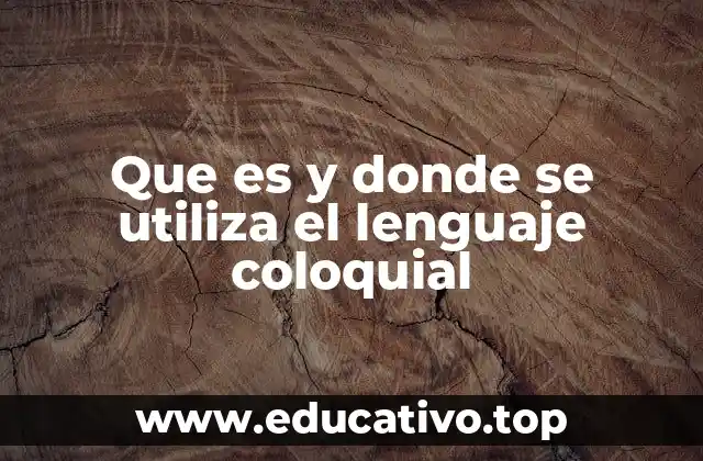 Que es y donde se utiliza el lenguaje coloquial