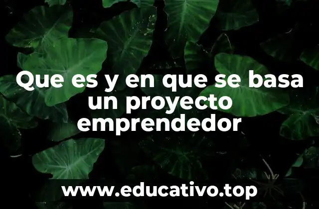 Que es y en que se basa un proyecto emprendedor