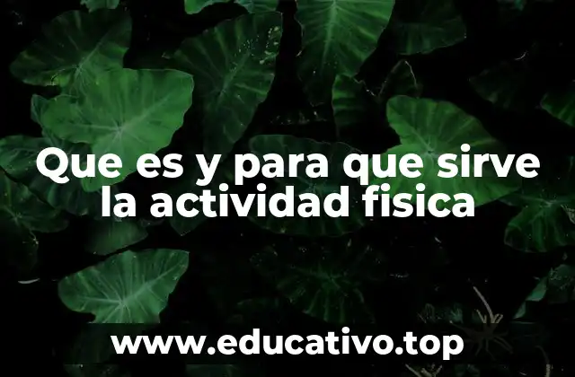 Que es y para que sirve la actividad fisica