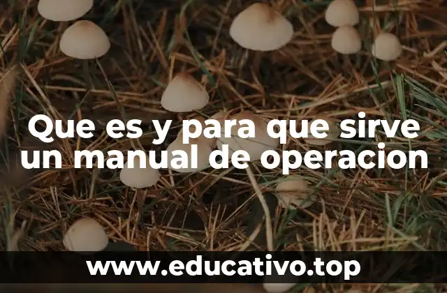 Que es y para que sirve un manual de operacion