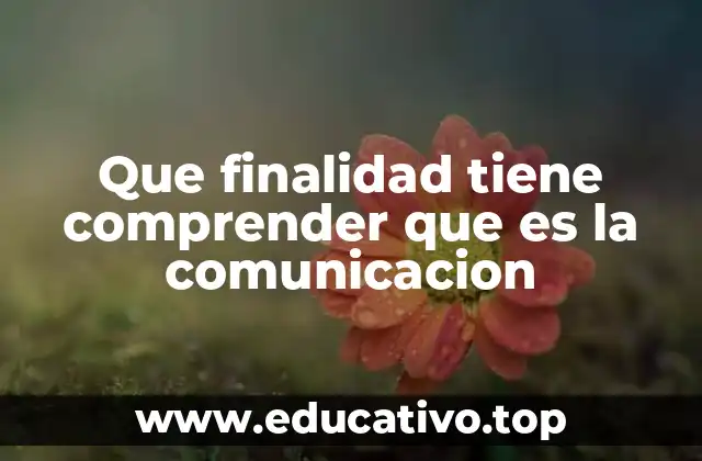Que finalidad tiene comprender que es la comunicacion