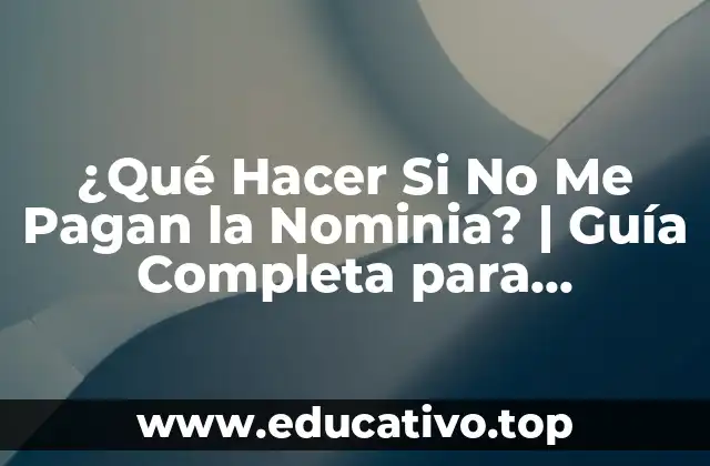 ¿Qué Hacer Si No Me Pagan la Nominia? | Guía Completa para Empleados y Trabajadores