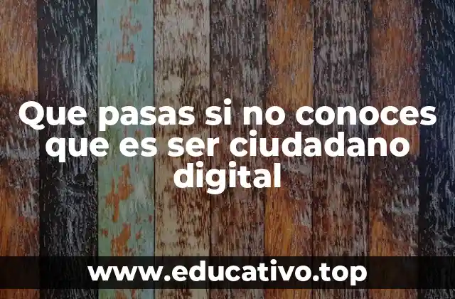 Que pasas si no conoces que es ser ciudadano digital