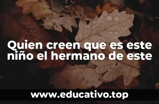 Quien creen que es este niño el hermano de este