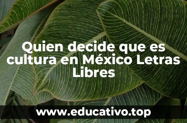 Quien decide que es cultura en México Letras Libres