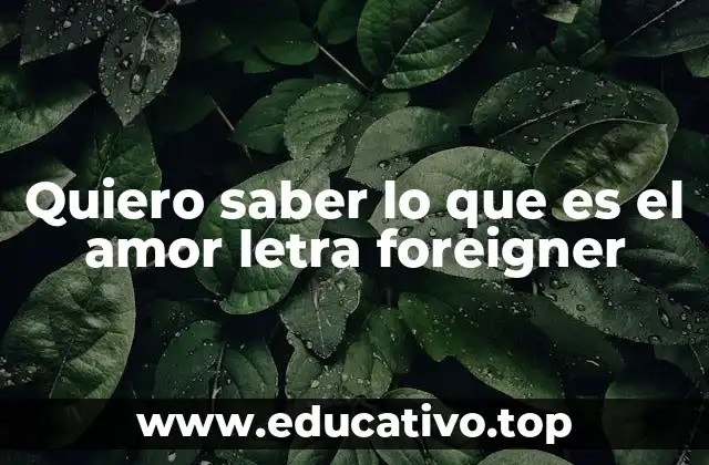 Quiero saber lo que es el amor letra foreigner