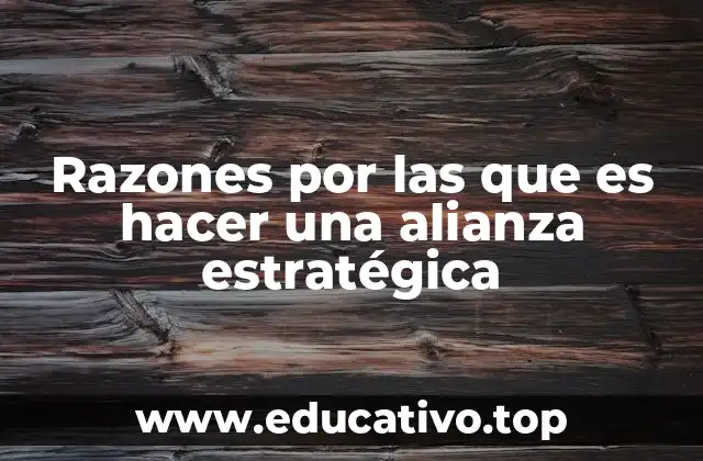 Razones por las que es hacer una alianza estratégica