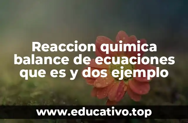 Reaccion quimica balance de ecuaciones que es y dos ejemplo