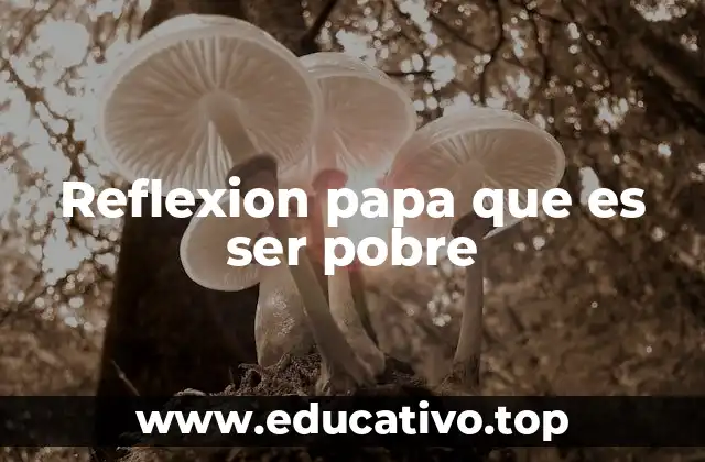 Reflexion papa que es ser pobre