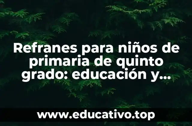 Refranes para niños de primaria de quinto grado: educación y diversión