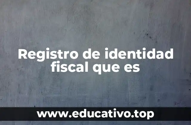 Registro de identidad fiscal que es