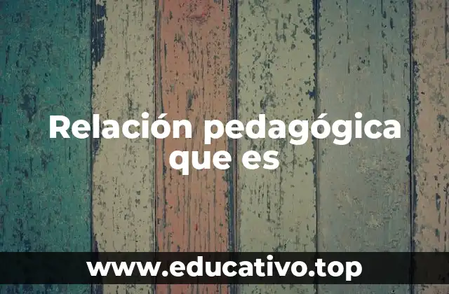 Relación pedagógica que es