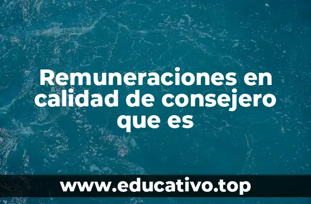 Remuneraciones en calidad de consejero que es