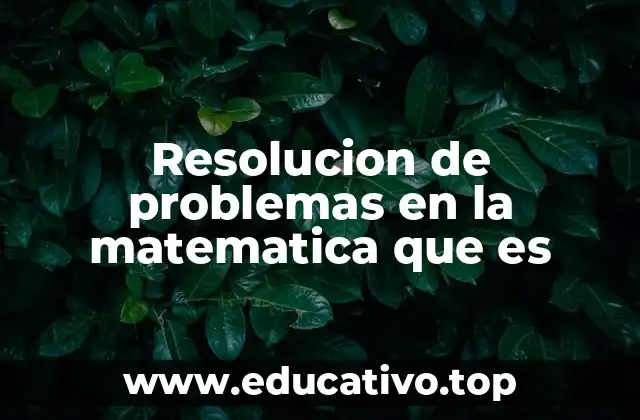 Resolucion de problemas en la matematica que es