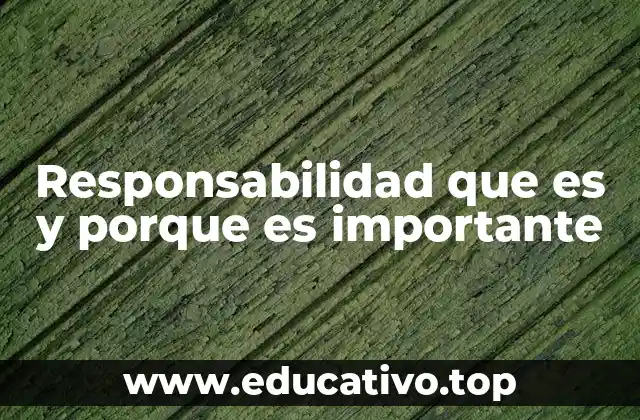 Responsabilidad que es y porque es importante