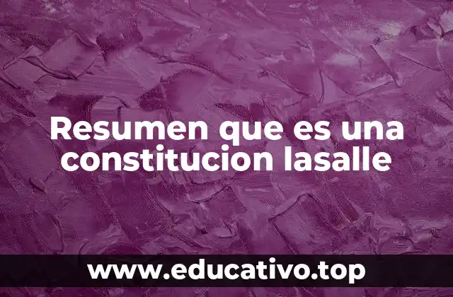 Resumen que es una constitucion lasalle