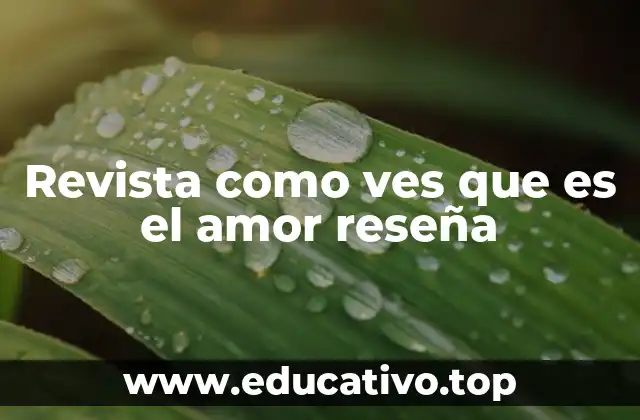 Revista como ves que es el amor reseña