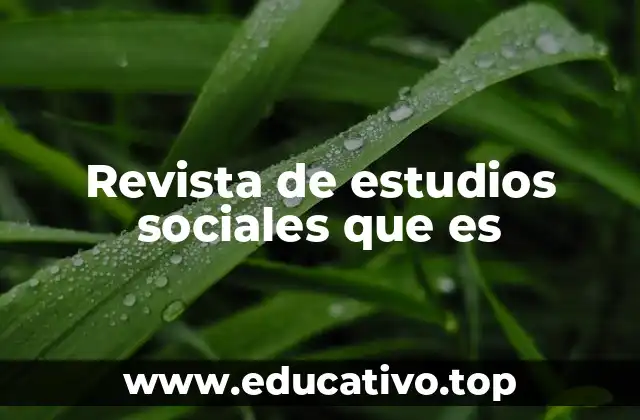 Revista de estudios sociales que es
