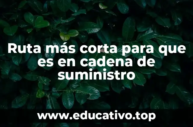Ruta más corta para que es en cadena de suministro