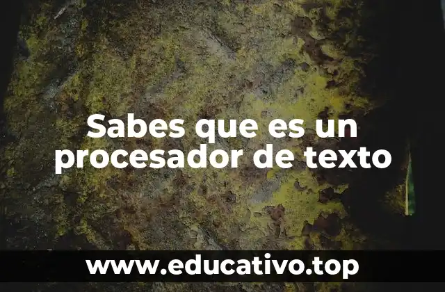 Sabes que es un procesador de texto