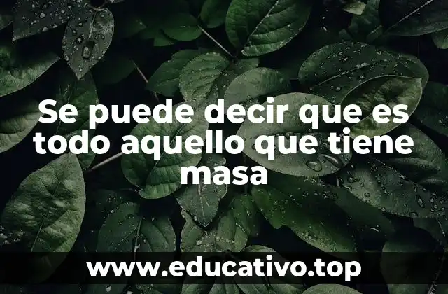 Se puede decir que es todo aquello que tiene masa