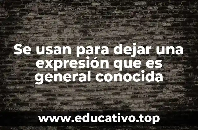 Se usan para dejar una expresión que es general conocida
