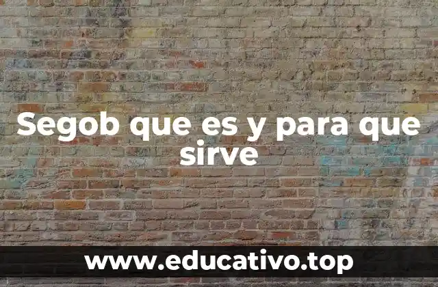 Segob que es y para que sirve