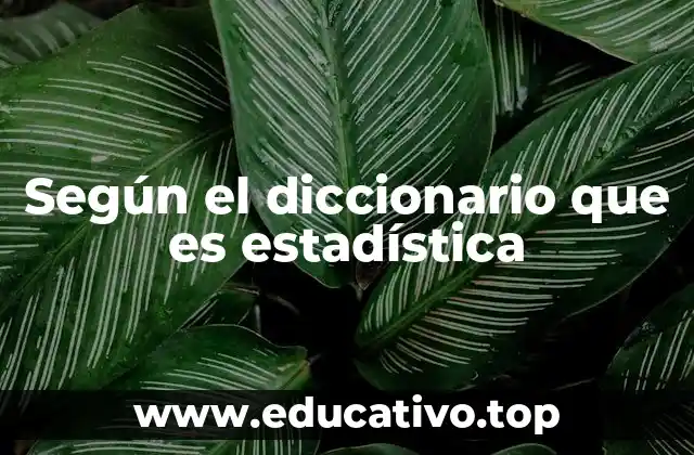 Según el diccionario que es estadística
