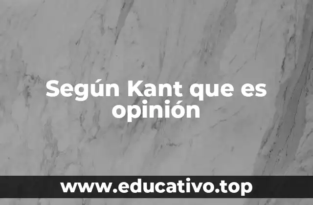 Según Kant que es opinión