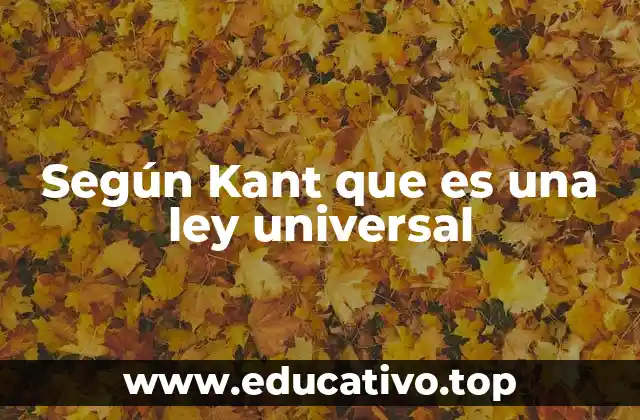 Según Kant que es una ley universal